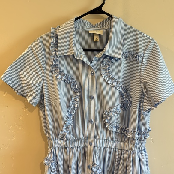 Kate Spade Target Blue Ruffle Button-Down Dress Size M - Picture 6 of 12